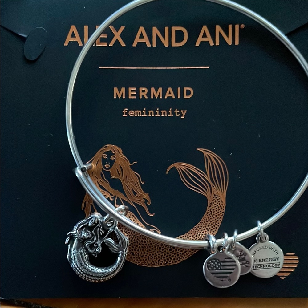 Alex and Ani Silver Mermaid Charm Bangle